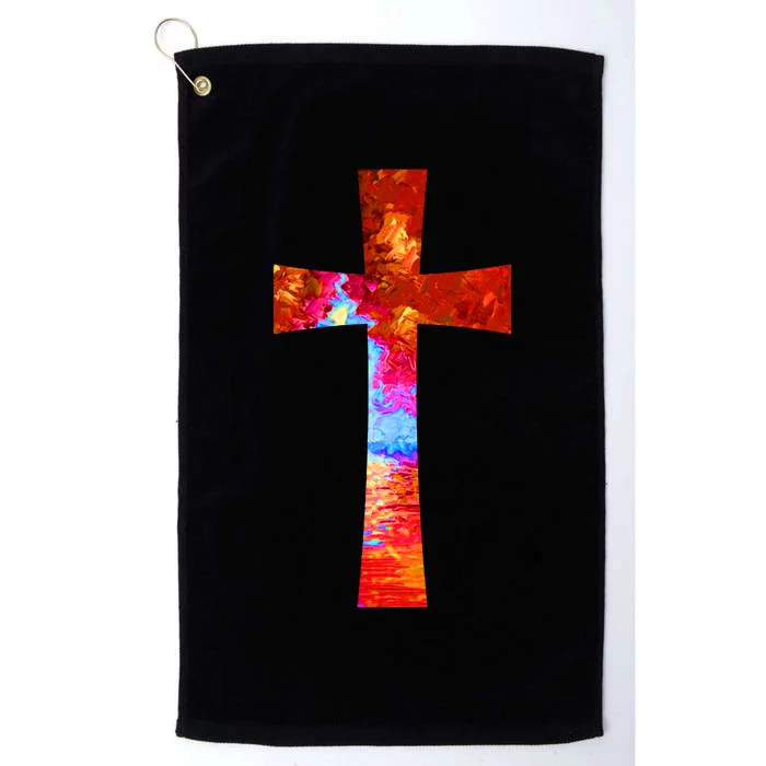 Vintage Oil Christian Cross Cool Pattern Platinum Collection Golf Towel