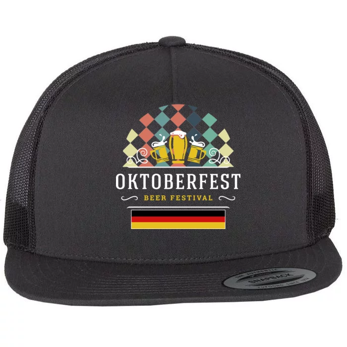 Vintage Oktoberfest Drinking Flat Bill Trucker Hat