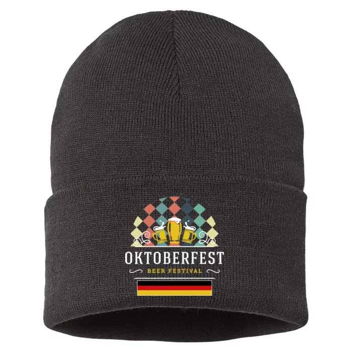 Vintage Oktoberfest Drinking Sustainable Knit Beanie