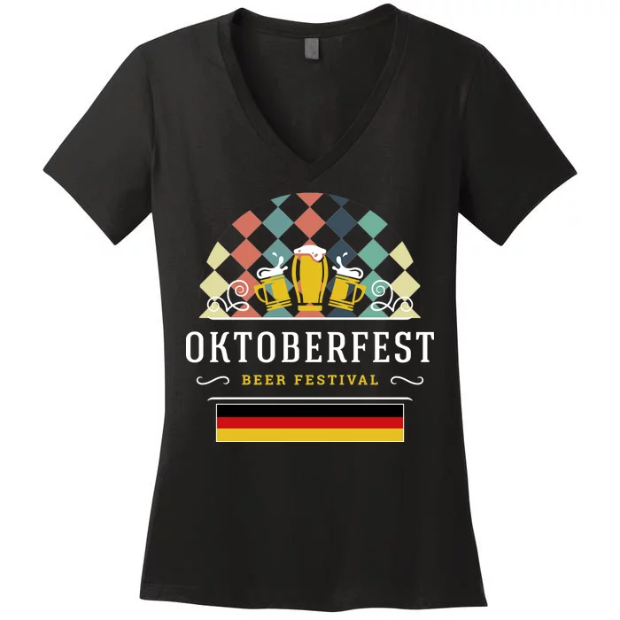 Vintage Oktoberfest Drinking Women's V-Neck T-Shirt