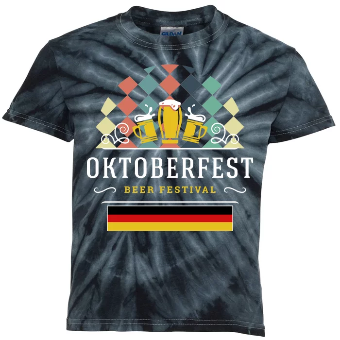 Vintage Oktoberfest Drinking Kids Tie-Dye T-Shirt