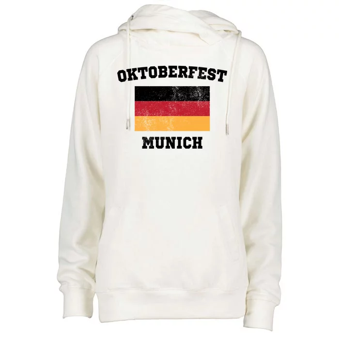 Vintage Oktoberfest Munich Flag Womens Funnel Neck Pullover Hood