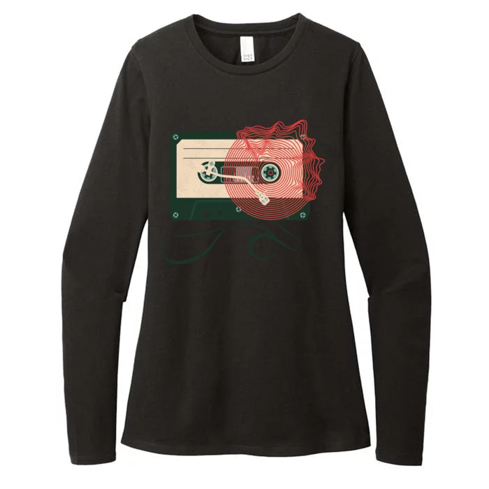 Vintage Old Cassette Player Womens CVC Long Sleeve Shirt