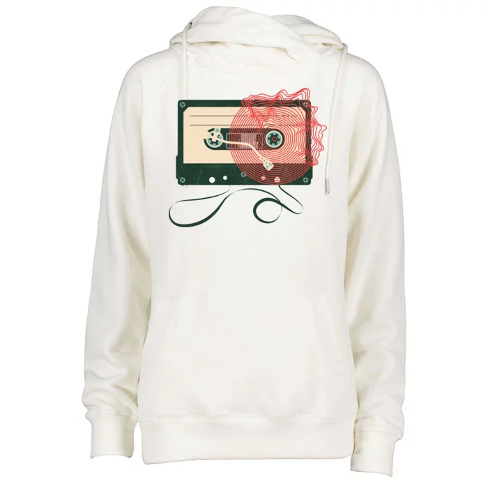 Vintage Old Cassette Player Womens Funnel Neck Pullover Hood