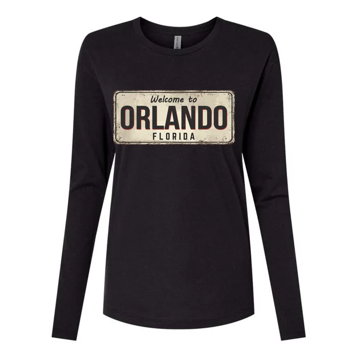 Vintage Orlando Metal Sign Womens Cotton Relaxed Long Sleeve T-Shirt