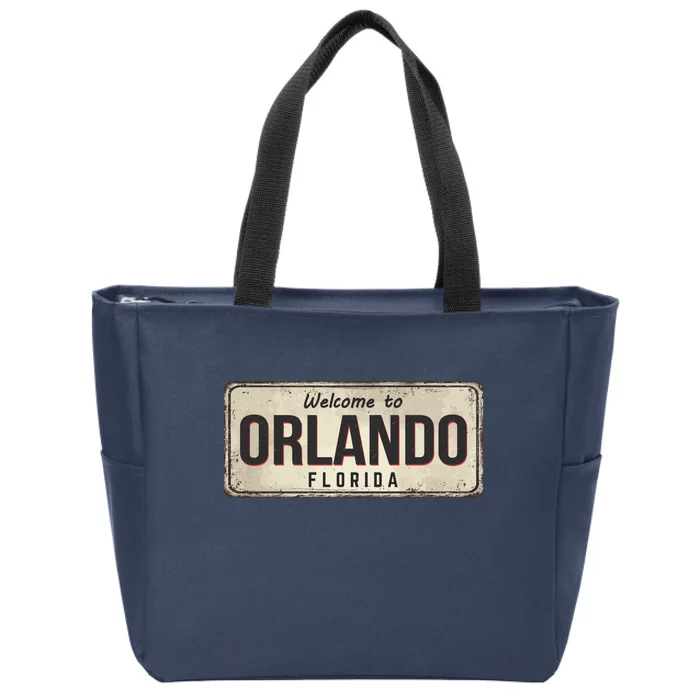 Vintage Orlando Metal Sign Zip Tote Bag