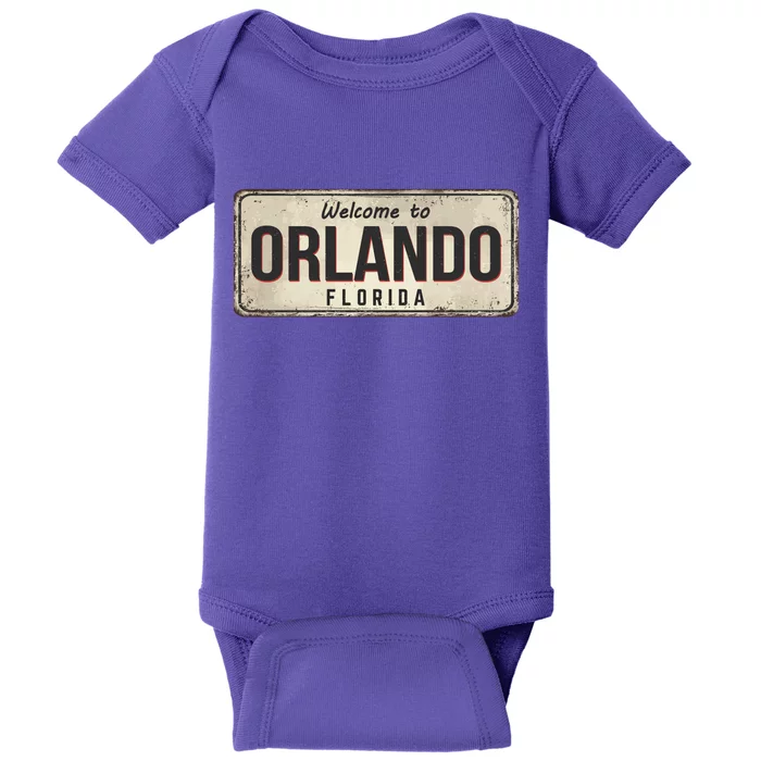 Vintage Orlando Metal Sign Baby Bodysuit