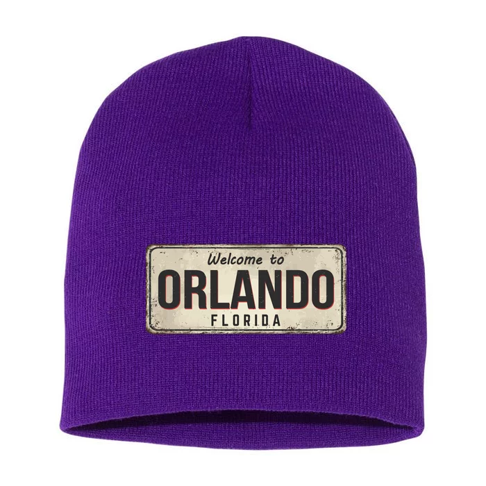 Vintage Orlando Metal Sign Short Acrylic Beanie