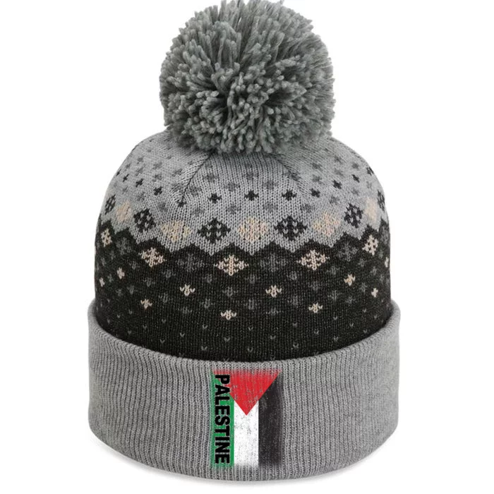 Vintage Palestine Flag Support Distressed The Baniff Cuffed Pom Beanie