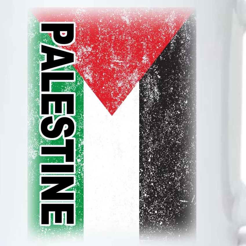 Vintage Palestine Flag Support Distressed Black Color Changing Mug