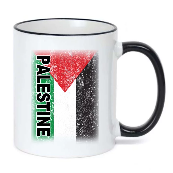 Vintage Palestine Flag Support Distressed Black Color Changing Mug