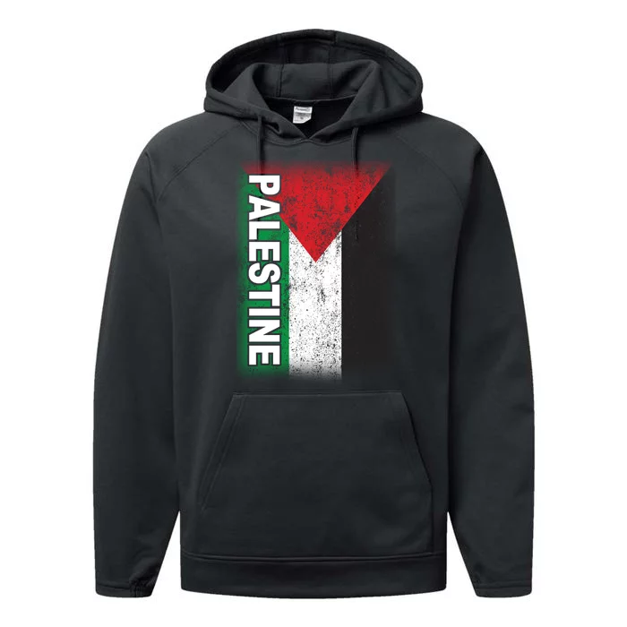 Vintage Palestine Flag Support Distressed Performance Fleece Hoodie