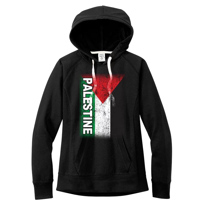 Vintage Palestine Flag Support Distressed Women's Fleece Hoodie