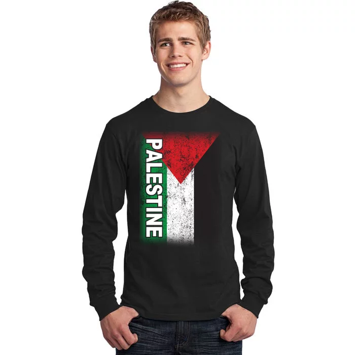 Vintage Palestine Flag Support Distressed Tall Long Sleeve T-Shirt