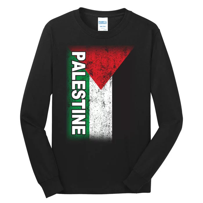 Vintage Palestine Flag Support Distressed Tall Long Sleeve T-Shirt