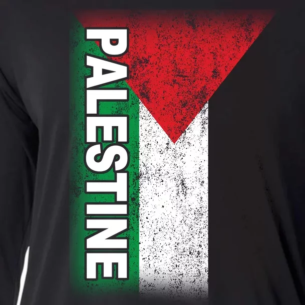 Vintage Palestine Flag Support Distressed Cooling Performance Long Sleeve Crew