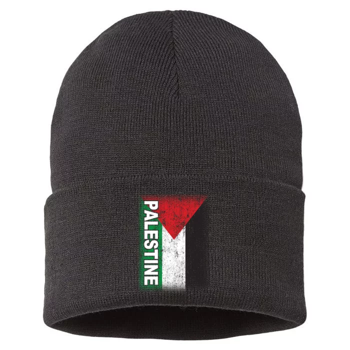 Vintage Palestine Flag Support Distressed Sustainable Knit Beanie