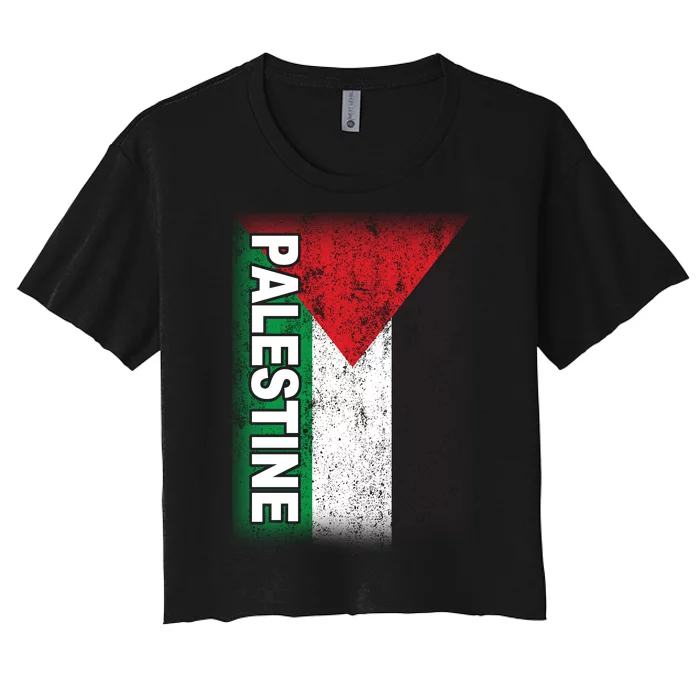 Vintage Palestine Flag Support Distressed Women's Crop Top Tee