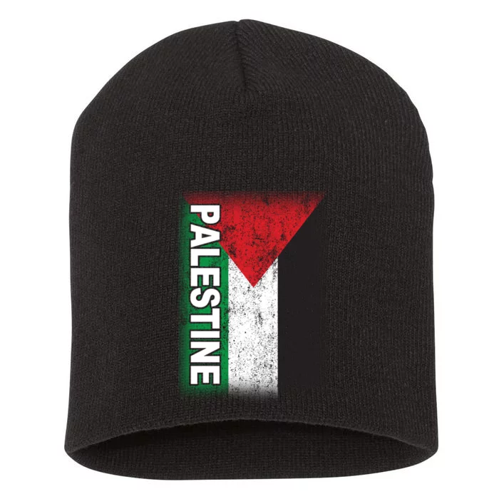 Vintage Palestine Flag Support Distressed Short Acrylic Beanie