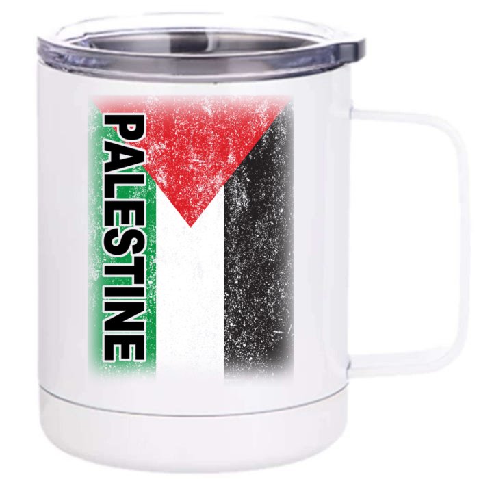 Vintage Palestine Flag Support Distressed Front & Back 12oz Stainless Steel Tumbler Cup