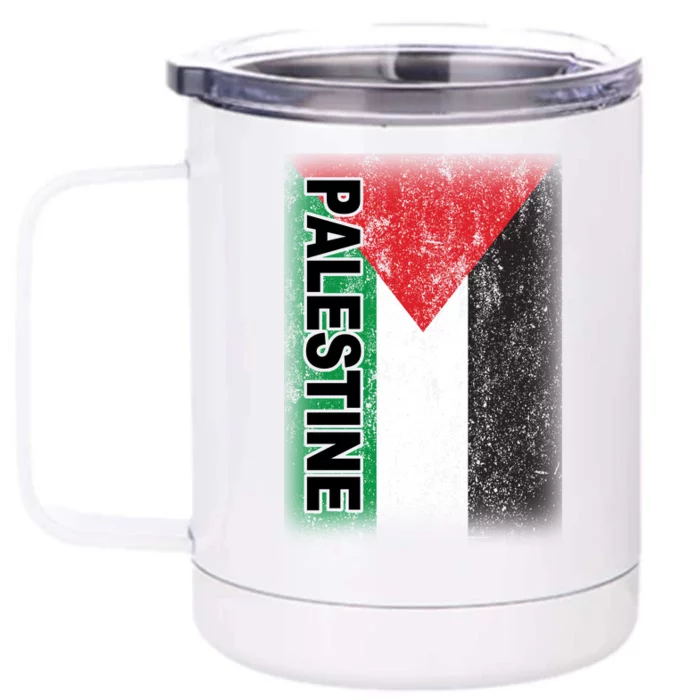 Vintage Palestine Flag Support Distressed Front & Back 12oz Stainless Steel Tumbler Cup