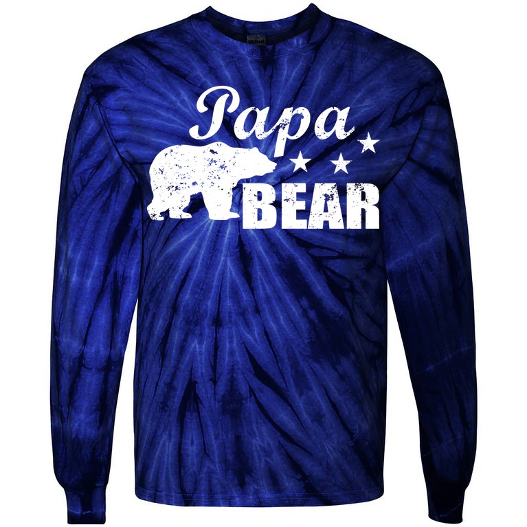 Vintage Papa Bear Tie-Dye Long Sleeve Shirt
