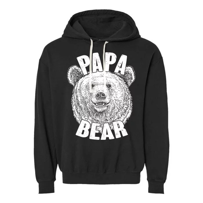 Vintage Papa Bear Father Garment-Dyed Fleece Hoodie