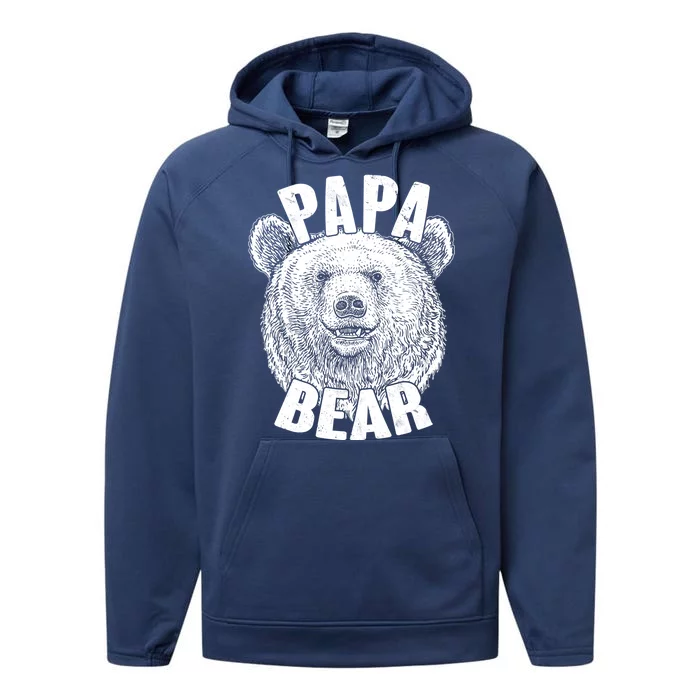 Vintage Papa Bear Father Performance Fleece Hoodie