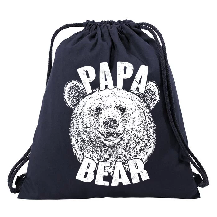 Vintage Papa Bear Father Drawstring Bag