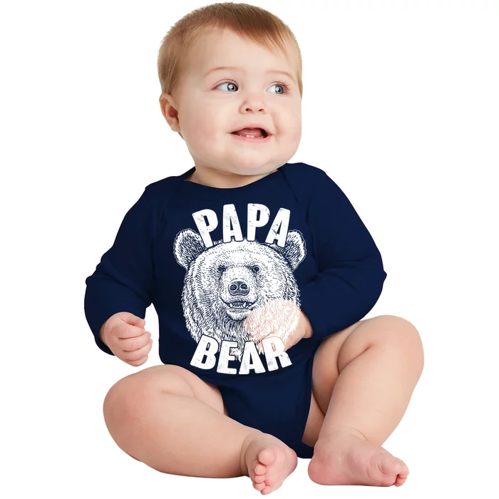 Vintage Papa Bear Father Baby Long Sleeve Bodysuit