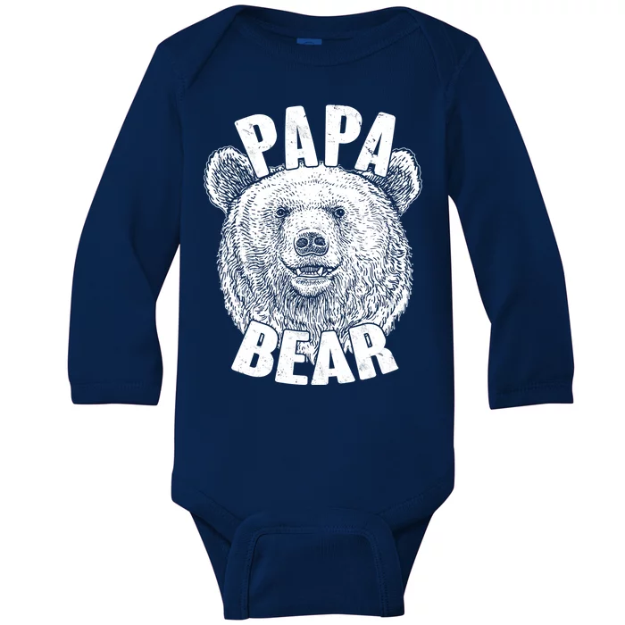 Vintage Papa Bear Father Baby Long Sleeve Bodysuit