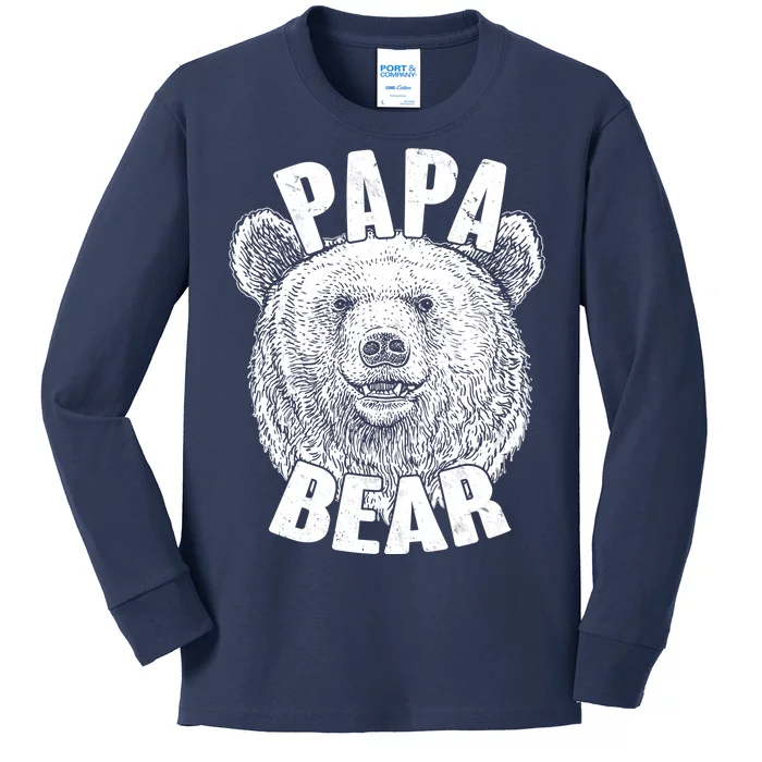 Vintage Papa Bear Father Kids Long Sleeve Shirt