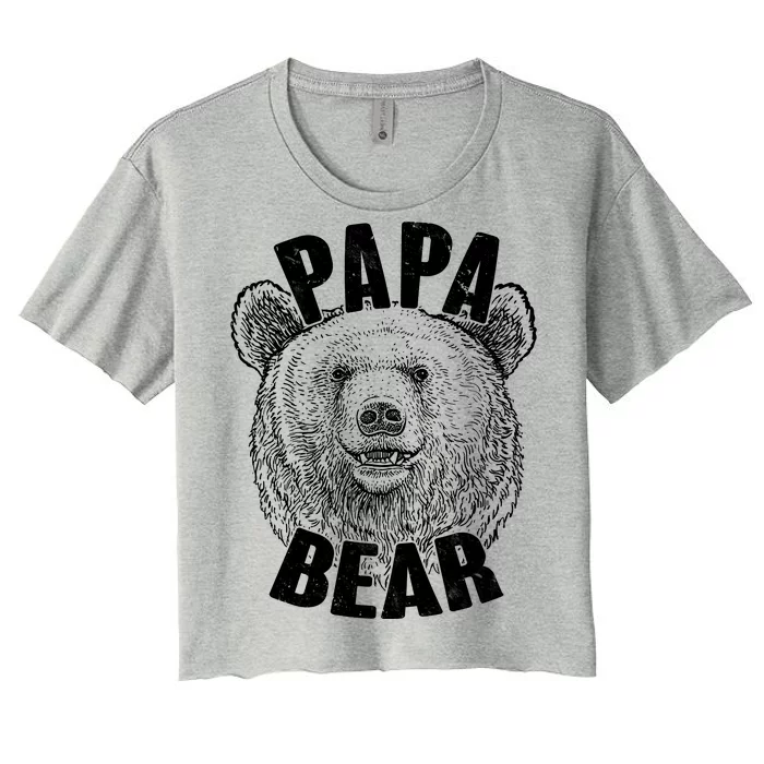 Vintage Papa Bear Father Women's Crop Top Tee