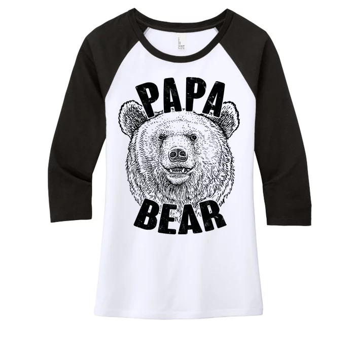 Vintage Papa Bear Father Women's Tri-Blend 3/4-Sleeve Raglan Shirt