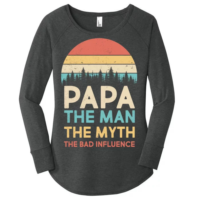 Vintage Papa Man Myth The Bad Influence Women's Perfect Tri Tunic Long Sleeve Shirt