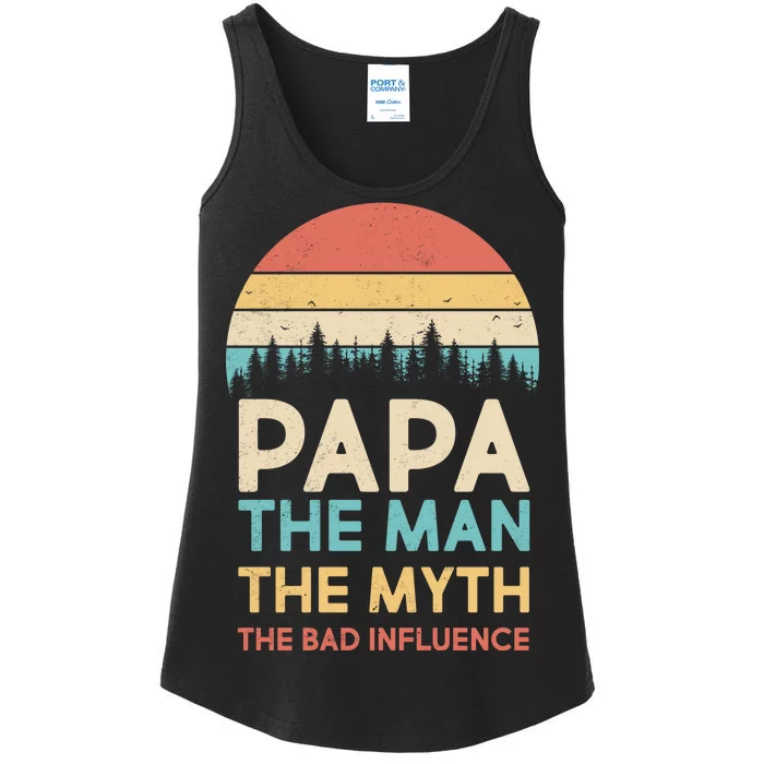 Vintage Papa Man Myth The Bad Influence Ladies Essential Tank