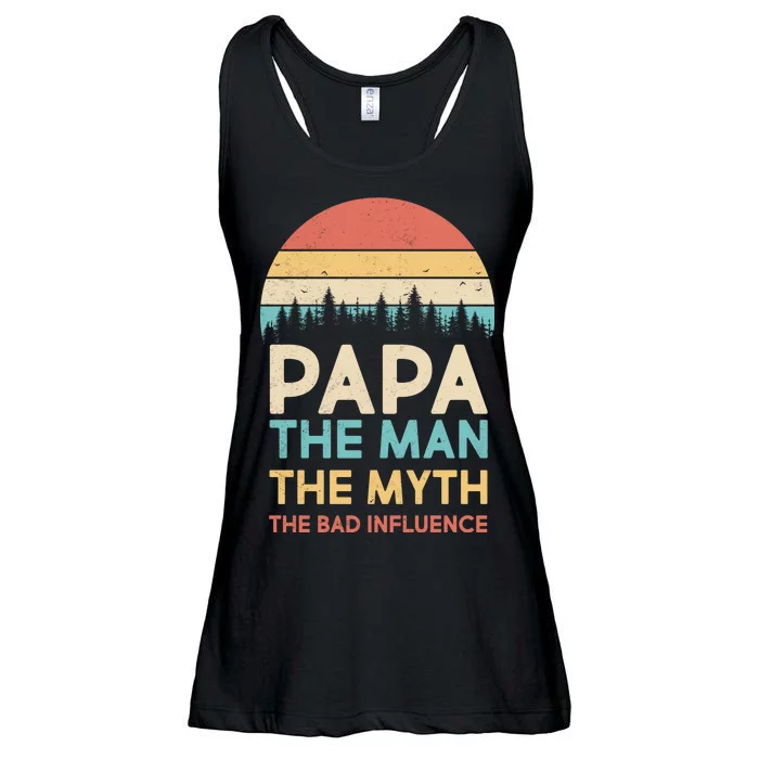 Vintage Papa Man Myth The Bad Influence Ladies Essential Flowy Tank