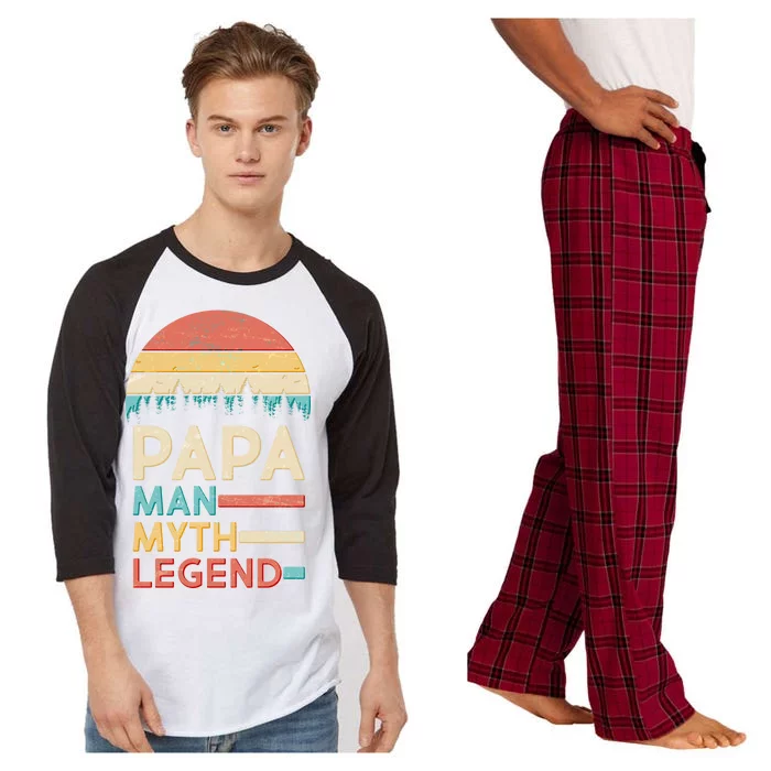 Vintage Papa The Man Myth Legend Raglan Sleeve Pajama Set