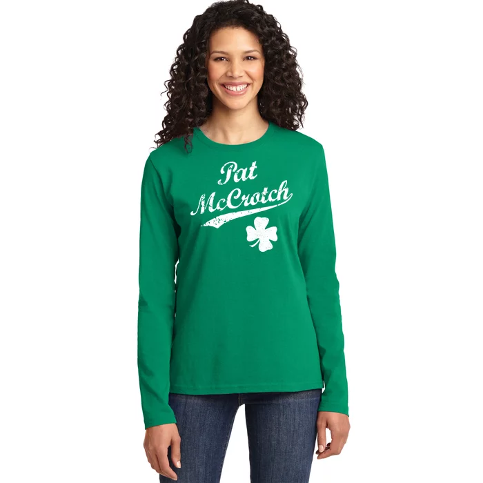 Vintage Pat McCrotch St. Patricks Day Shamrock Ladies Long Sleeve Shirt