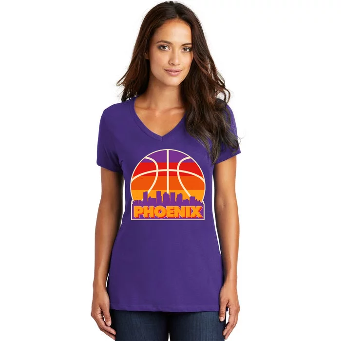 Vintage Phoenix Basketball Skyline Logo Women's V-Neck T-Shirt