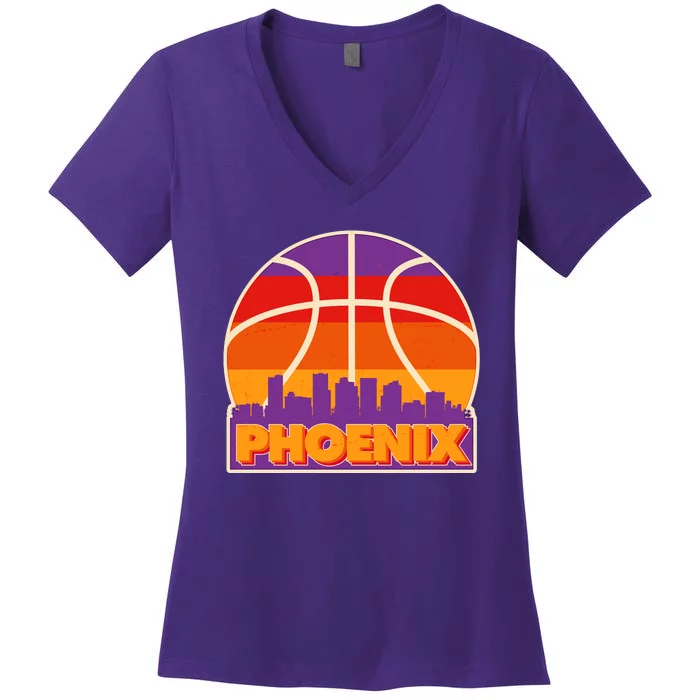 Vintage Phoenix Basketball Skyline Logo Women's V-Neck T-Shirt