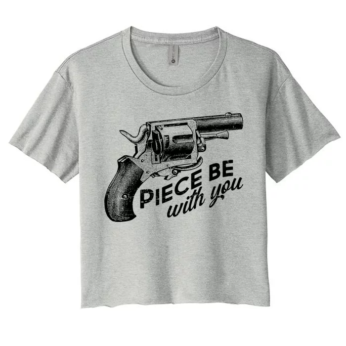 Vintage Piece Be With You Gun Pistol Women's Crop Top Tee