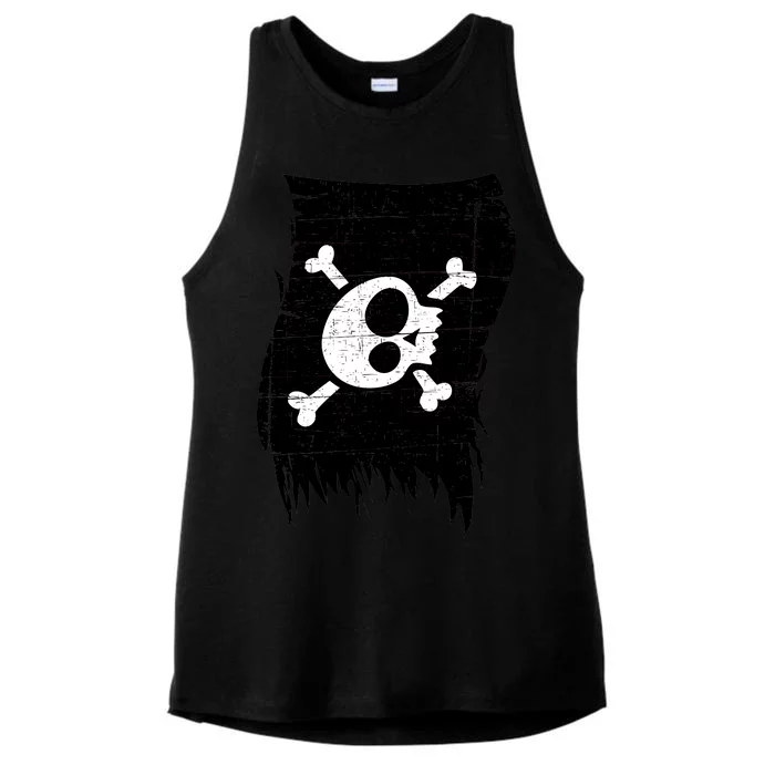 Vintage Pirate Skull Upside Down Flag Ladies Tri-Blend Wicking Tank