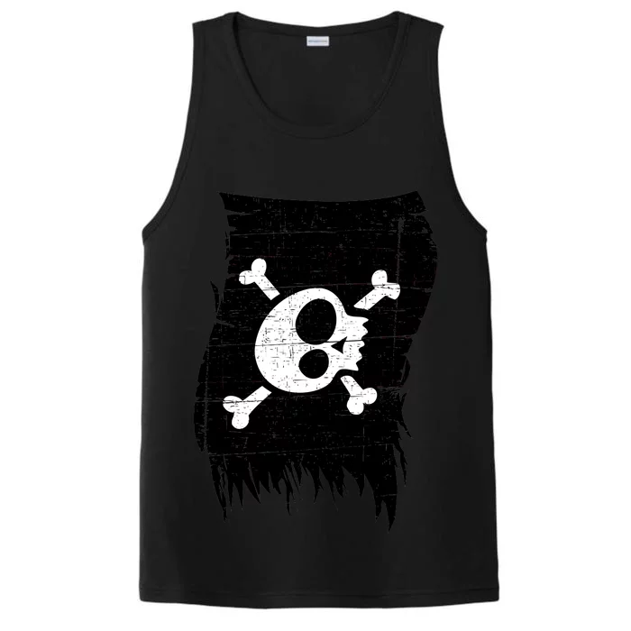 Vintage Pirate Skull Upside Down Flag Performance Tank