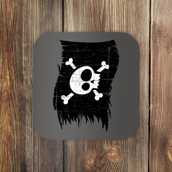 Vintage Pirate Skull Upside Down Flag Coaster