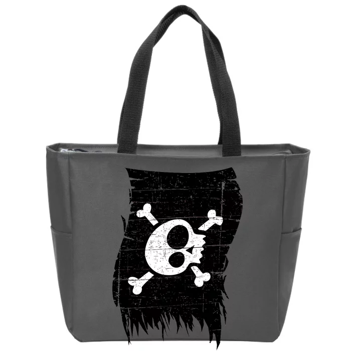 Vintage Pirate Skull Upside Down Flag Zip Tote Bag