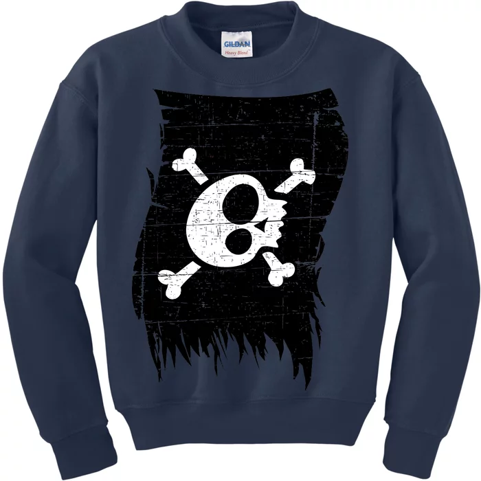 Vintage Pirate Skull Upside Down Flag Kids Sweatshirt