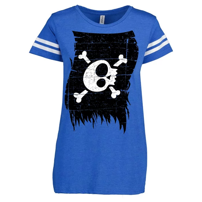 Vintage Pirate Skull Upside Down Flag Enza Ladies Jersey Football T-Shirt