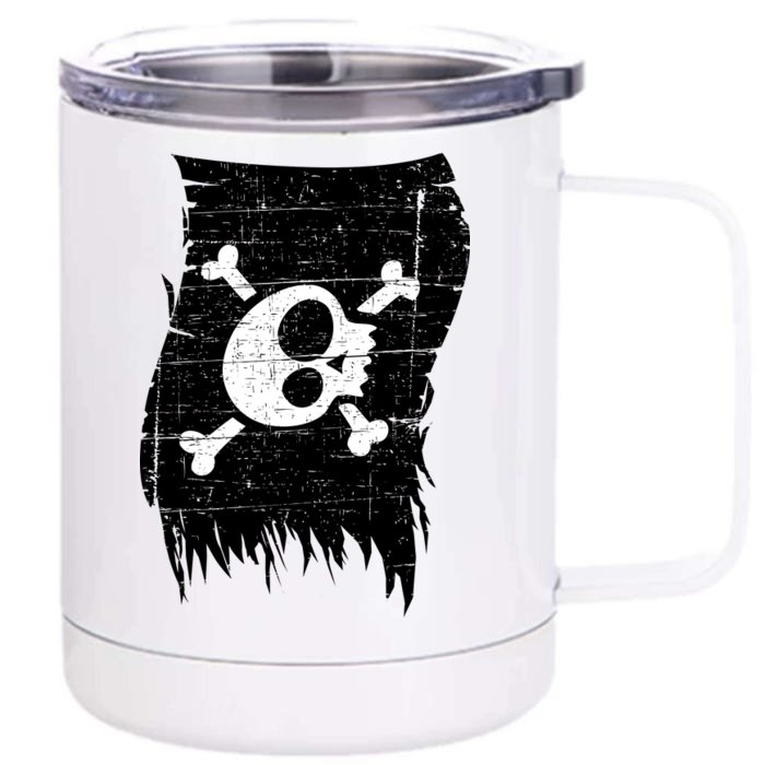 Vintage Pirate Skull Upside Down Flag Front & Back 12oz Stainless Steel Tumbler Cup