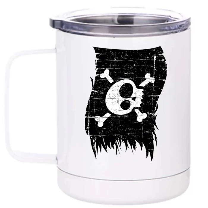 Vintage Pirate Skull Upside Down Flag Front & Back 12oz Stainless Steel Tumbler Cup